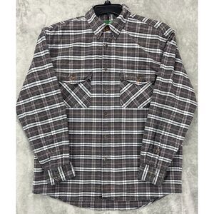 Schnee's Men's Riflemen Shirt Button Up Large Plaid Heavy Leather‎ Trim Shooting